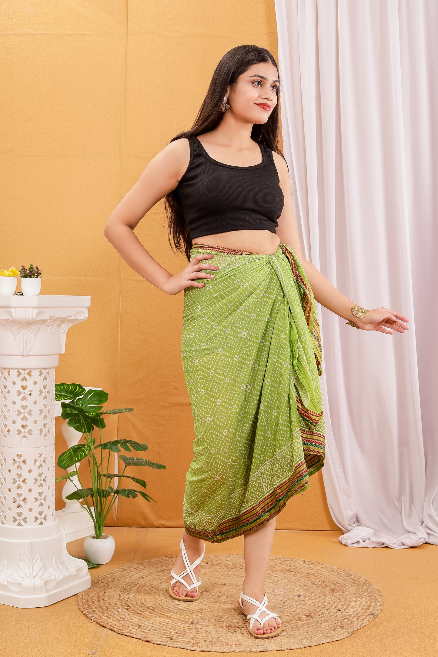 Green Color Large Sarong