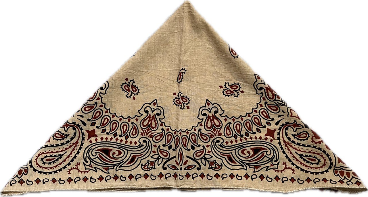 Natural Beige Bandana with Maroon & Black Paisley | Organic Cotton Scarf for Men & Women - Size 21x21 Inches