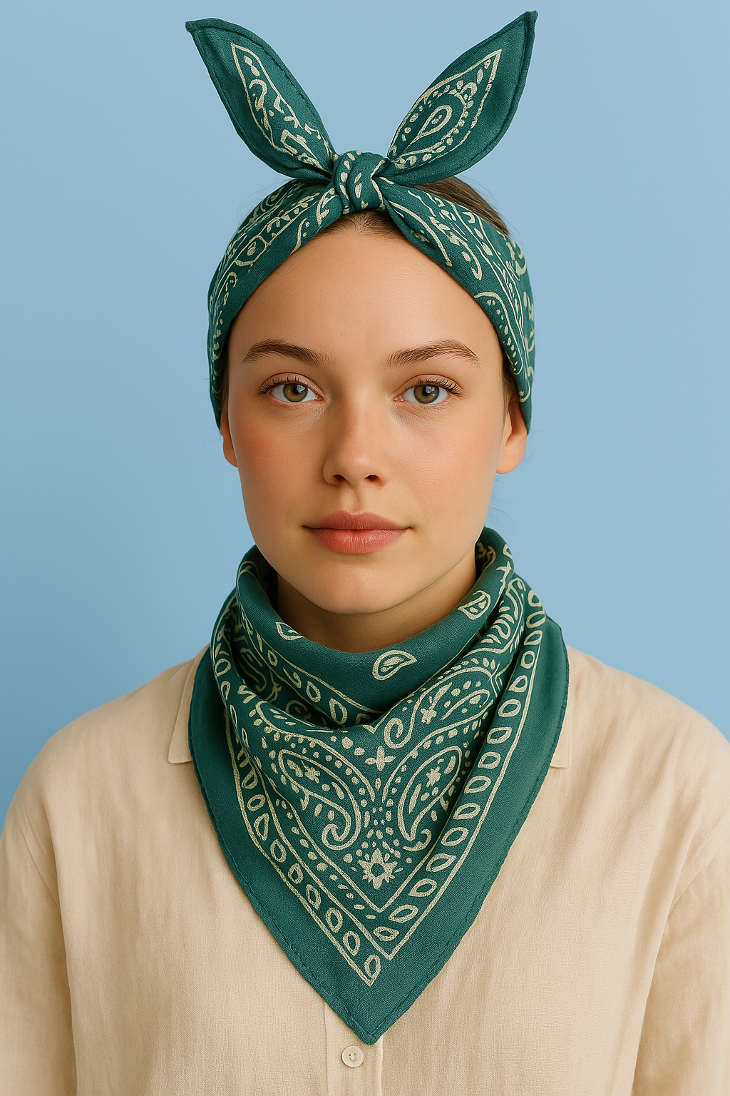 Teal green bandana for women