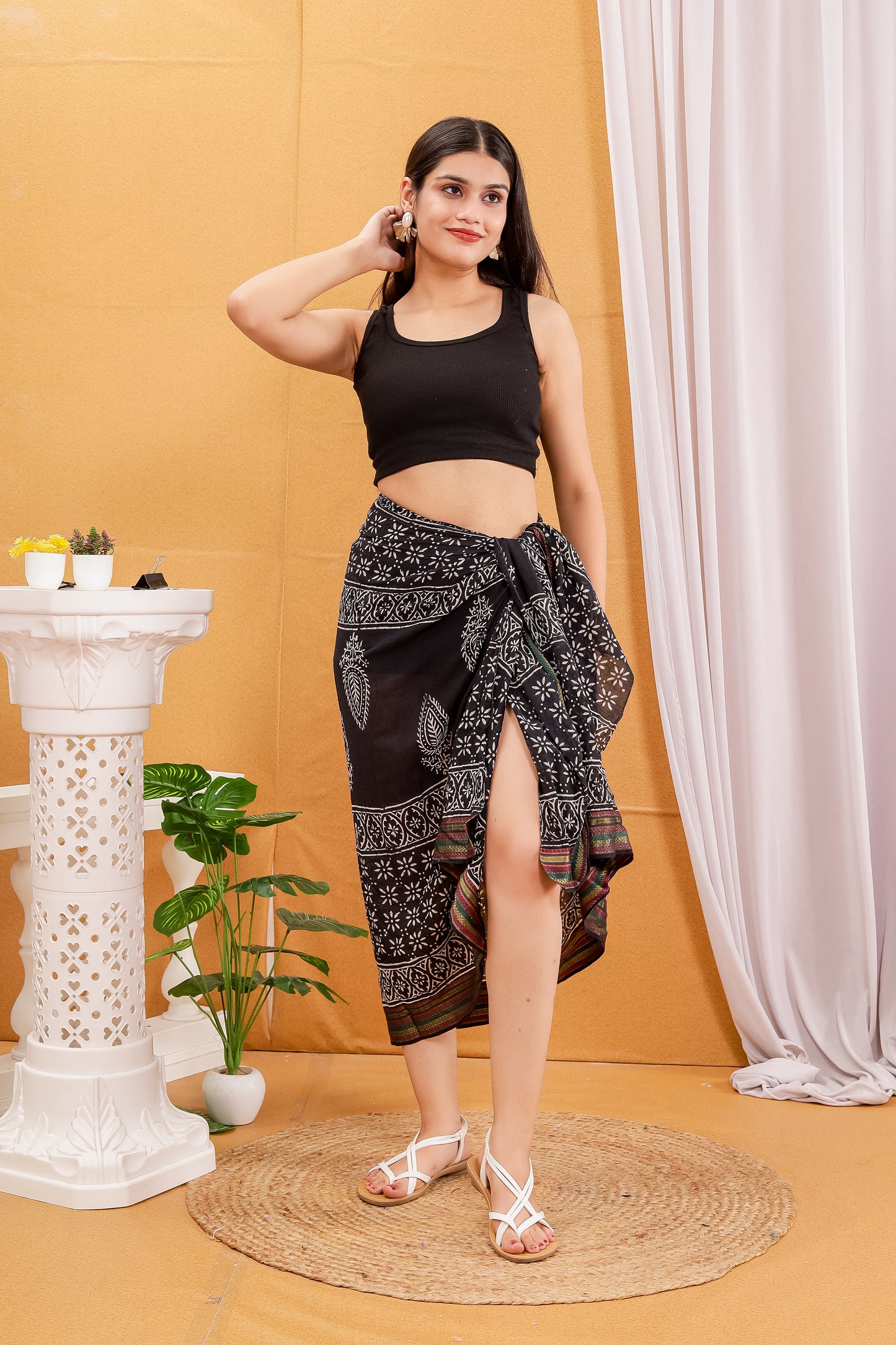 Black Color Large Sarong
