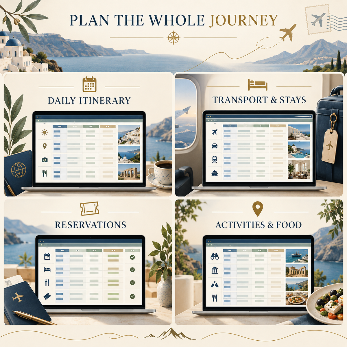 All-in-One Travel & Vacation Planner Spreadsheet | Trip Budget, Itinerary, Packing List & Reservations | Excel + Google Sheets