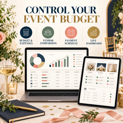 All-in-One Party & Event Planner Spreadsheet | Budget, Guest List, Checklist, Vendors, Menu & Timeline | Excel + Google Sheets