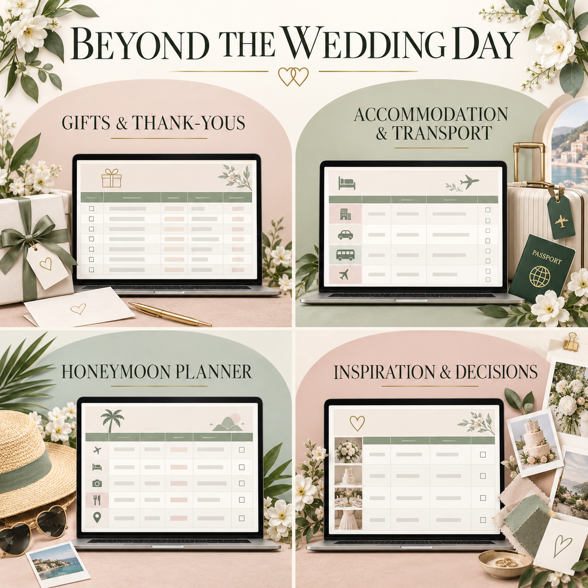 All-in-One Wedding Planner Spreadsheet | Budget, Guest List, Checklist, Vendors, Seating & Timeline | Excel + Google Sheets