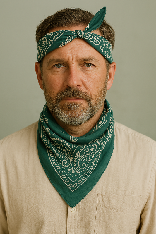 Teal green bandana for men