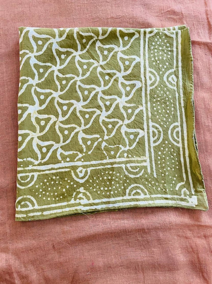 Green Cotton Bandana - Square Head Scarf, Gift for Her and Him