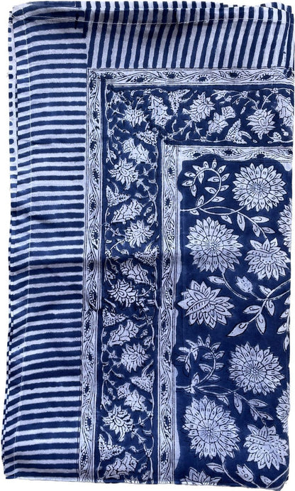 Blue Sarong, Block Print Sarong, Fashion Shawl, Bikini Wrap, Plus Size Sarong for Women and Men