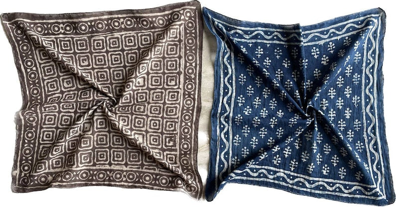 Set of 2 Organic Cotton Bandana Bandana Scarf, Headband, Head Wrap for Women and Men