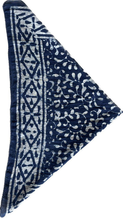 Organic Cotton Blue Bandana Face Cover Neckerchief Head Wrap, Hair Scarf for women