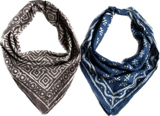 Set of 2 Organic Cotton Bandana Bandana Scarf, Headband, Head Wrap for Women and Men