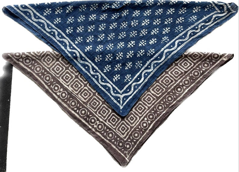 Set of 2 Organic Cotton Bandana Bandana Scarf, Headband, Head Wrap for Women and Men