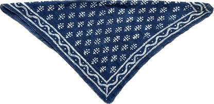 Indigo Cotton Bandana, Square Cotton Scarf for Women, Handmade Gift for Him/Her, Blue Bandana