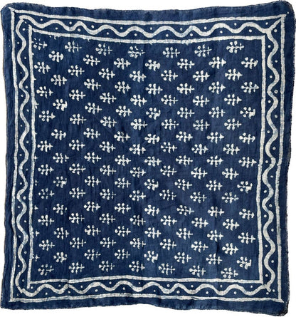 Indigo Cotton Bandana, Square Cotton Scarf for Women, Handmade Gift for Him/Her, Blue Bandana