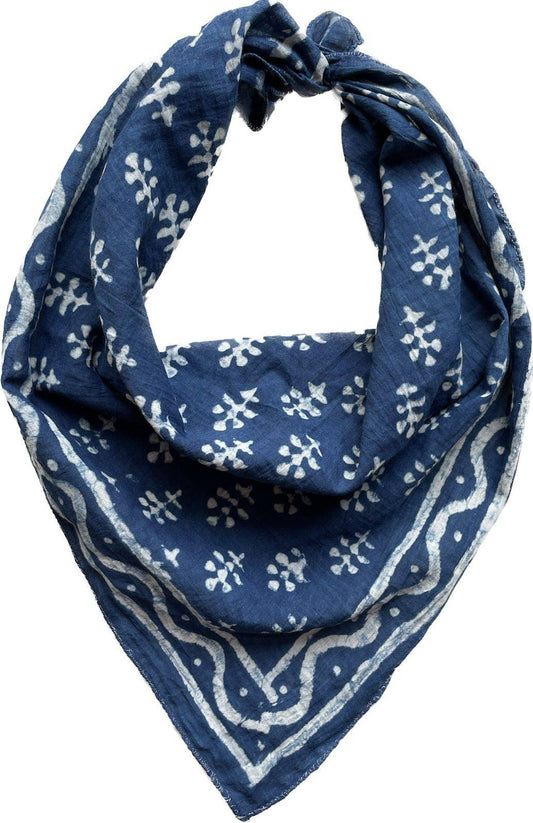 Indigo Cotton Bandana, Square Cotton Scarf for Women, Handmade Gift for Him/Her, Blue Bandana