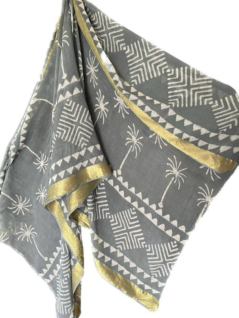 Cotton Sarong, Bagru Print Pareo | Beach Wrap Pareo, Large Sarong, Plus Size Sarong