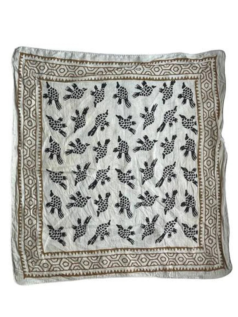 Block Print Western Bandana Scarf - Cotton Neckerchief - Bandanas, Kerchief