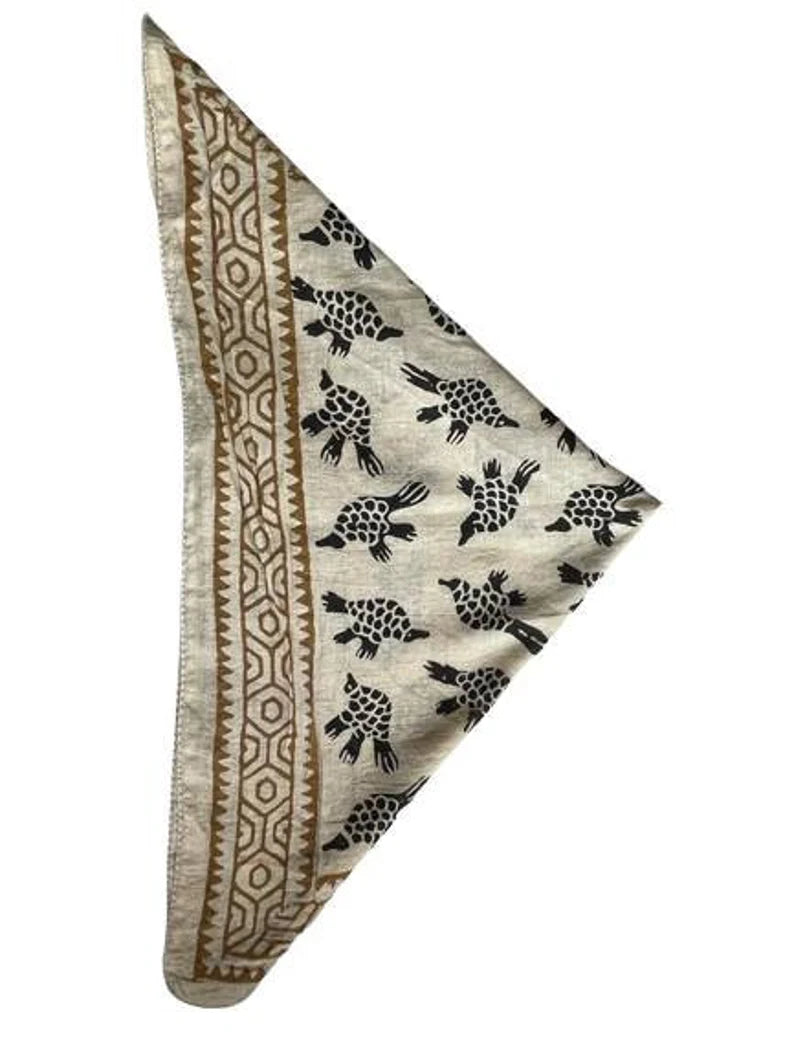 Block Print Western Bandana Scarf - Cotton Neckerchief - Bandanas, Kerchief