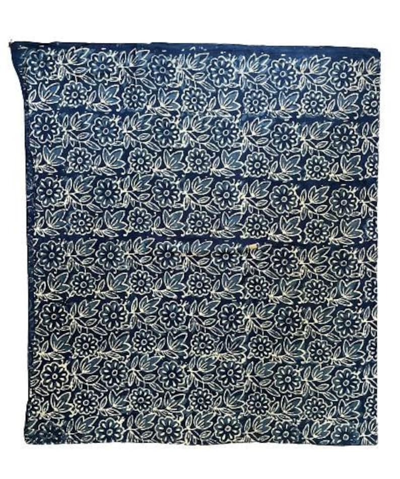 Indigo Hand Block Print Fabric by the yard, Cotton, Linen, Poplin, Sewing and Quilting Fabric