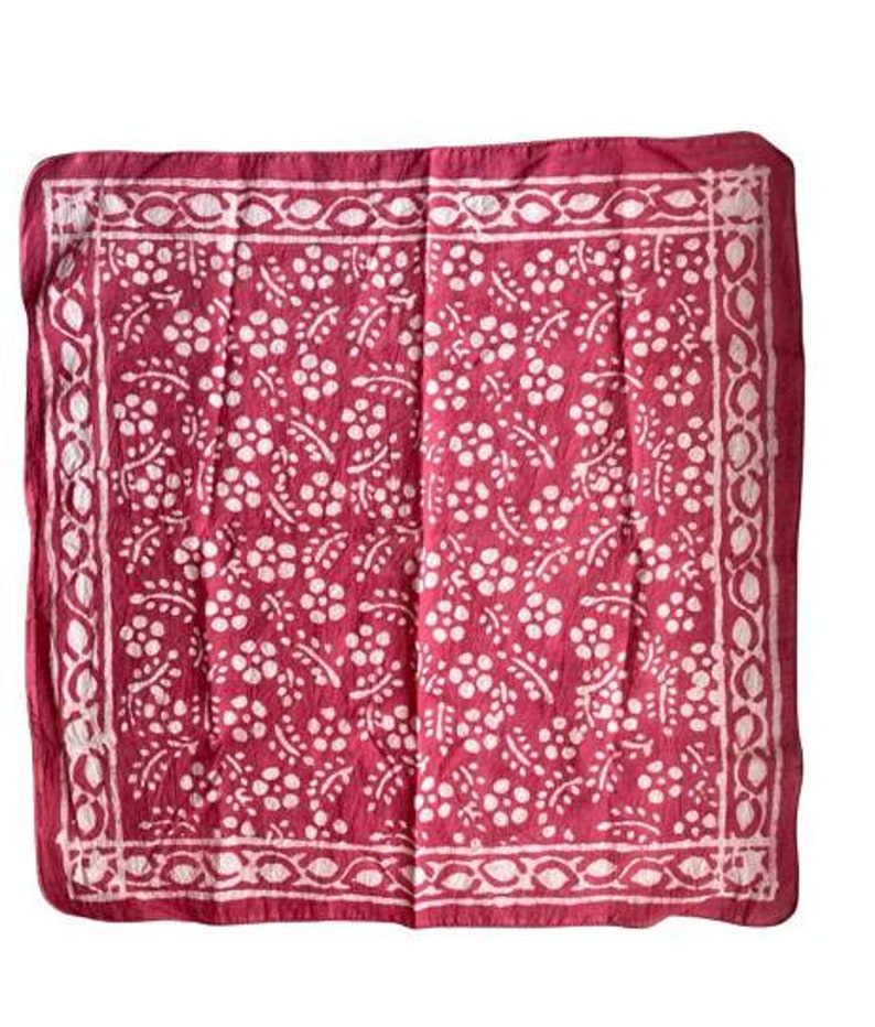 Pink Bandana, Square Cotton Scarf for Women, Handmade Head Scarves