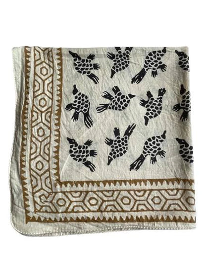 Block Print Western Bandana Scarf - Cotton Neckerchief - Bandanas, Kerchief