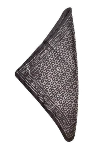 Black Cotton Bandana - Artistic Boho Square Scarf, Neckerchief & Kerchief