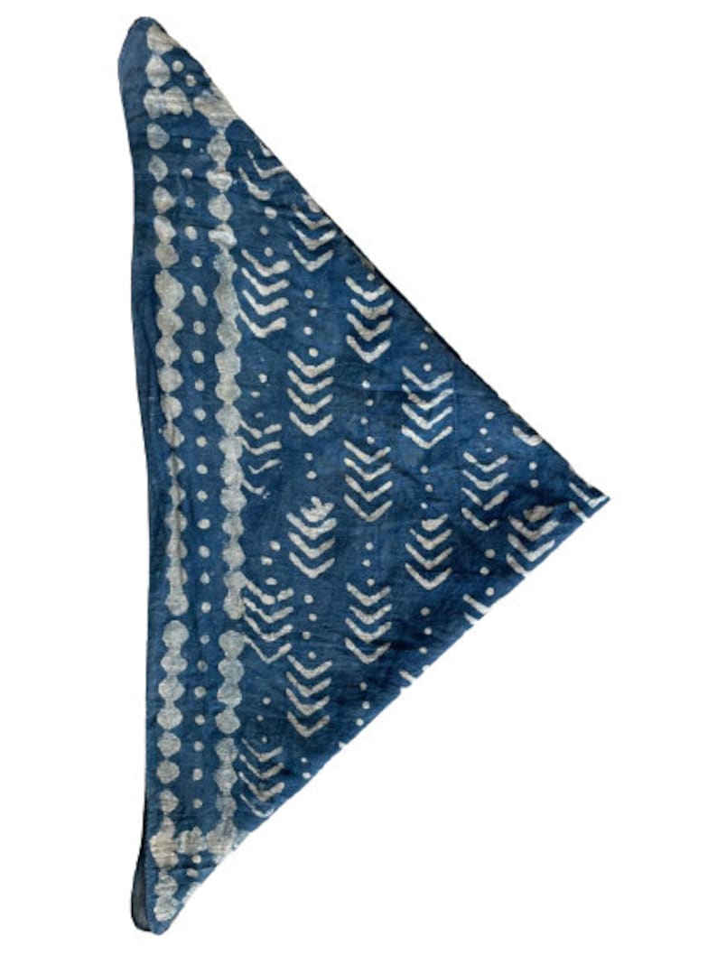 Blue Bandana, Square Cotton Scarf for Women, Handmade Scarves