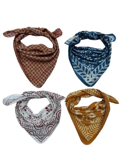 Set of 4 Large Beckett Bandana Scarf, Beige Bandana For Men, Handkerchief