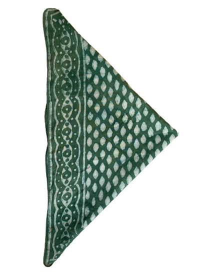 Cotton Neckerchief - Green Bandanas, Kerchief - Block Print Western Bandana Scarf