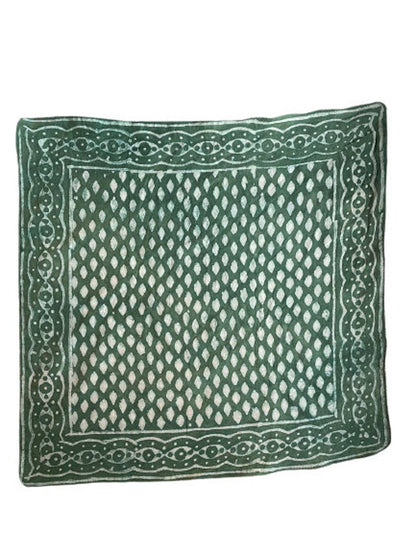 Cotton Neckerchief - Green Bandanas, Kerchief - Block Print Western Bandana Scarf