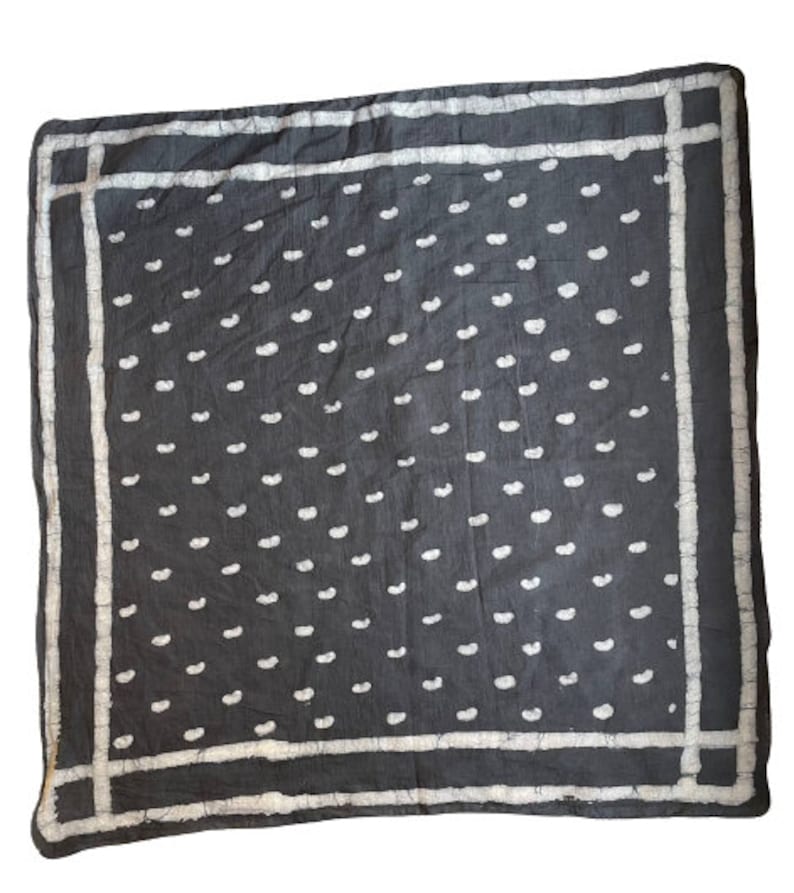 Black Cotton Bandana Scarf with White Dot Designs on it, Headband Scarves, Handmade Gift for Him/Her