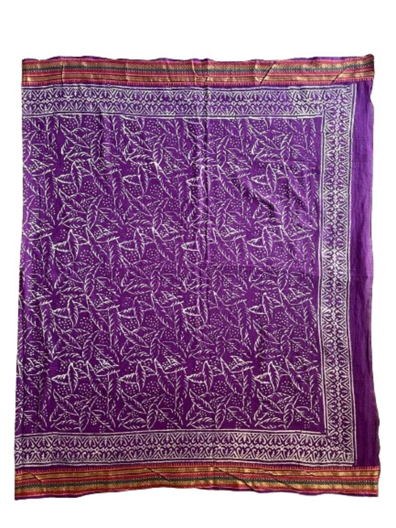 Silk Border Purple Sarongs, Hand Block Printed Cotton Sarong Wrap, Pareos, Plus Size Sarong, Bikini Cover Up, Size 44x72 Inches