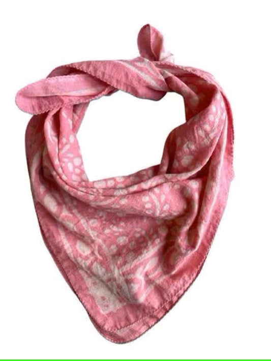 Pink Bandana, Handmade Gift for Him/Her, Cotton Neckerchief, Cotton Square Scarf gift handkerchief