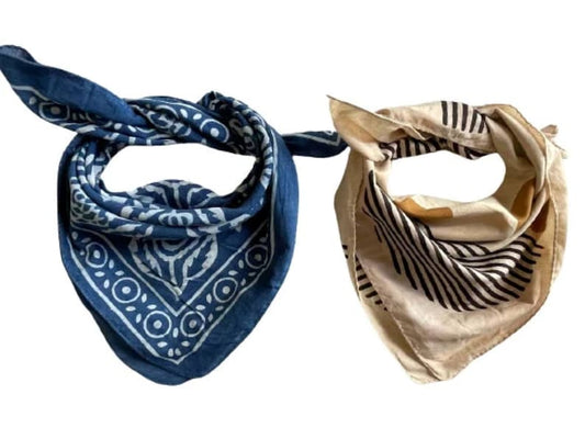 Neckerchief Men Set of 2 Neck Bandana, Kerchief, Handkerchief, Handmade Head Wrap, Gift For Her And Him