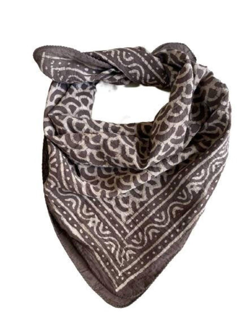 Black Cotton Bandana - Artistic Boho Square Scarf, Neckerchief & Kerchief