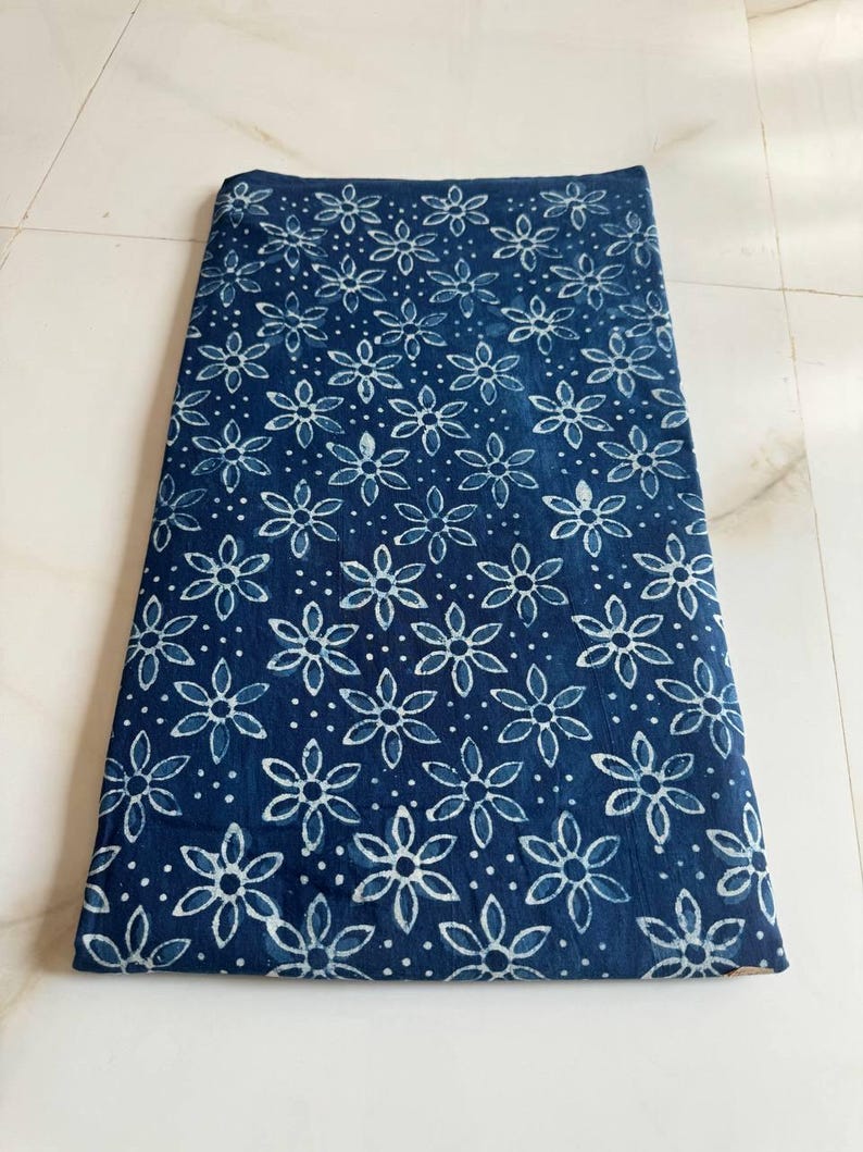 Indigo Fabric, Block Print Fabric By The Yard, Sofa Fabric, Upholstery Fabric, Bagru Print Fabric Online