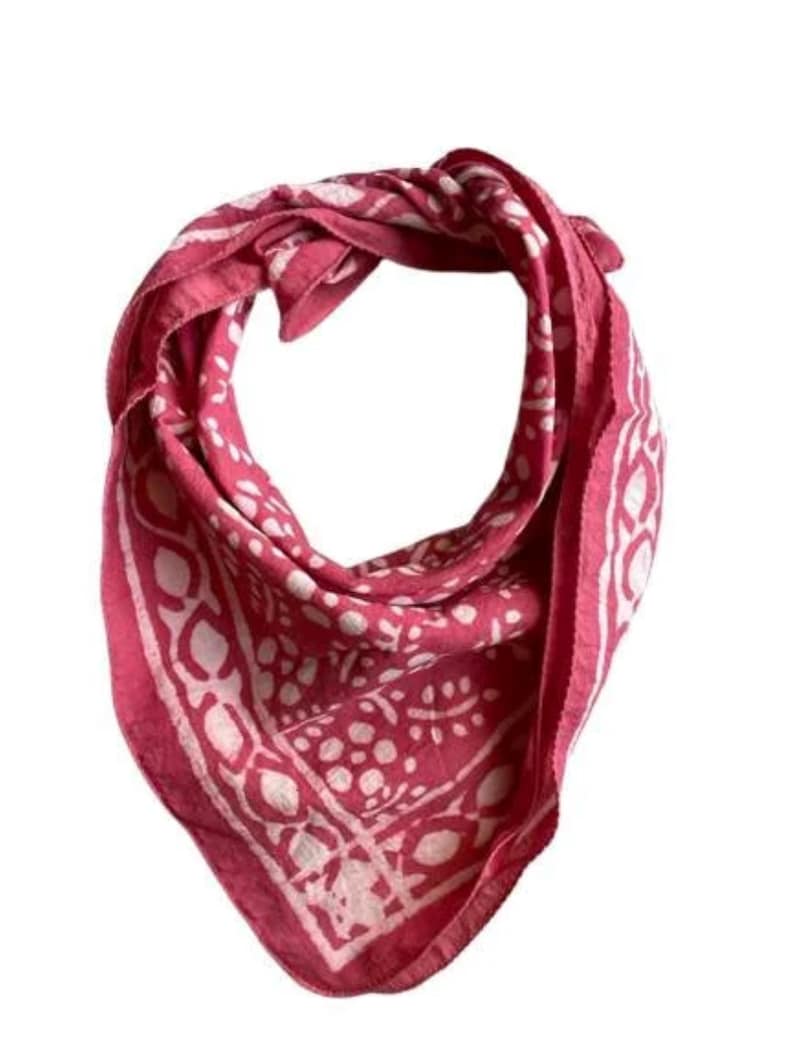 Pink Bandana, Square Cotton Scarf for Women, Handmade Head Scarves