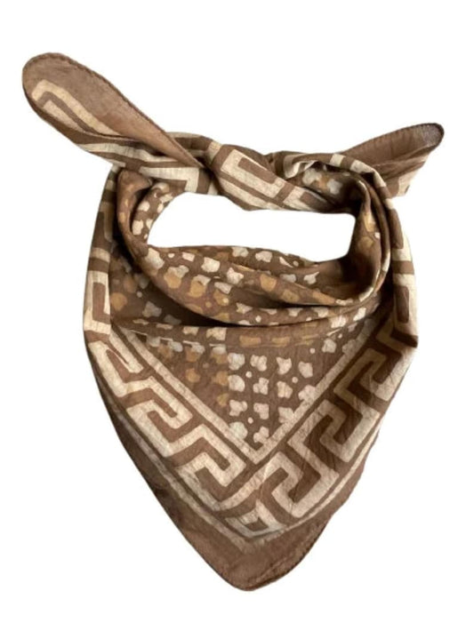 Block Print Western Bandana Scarf - Cotton Neckerchief